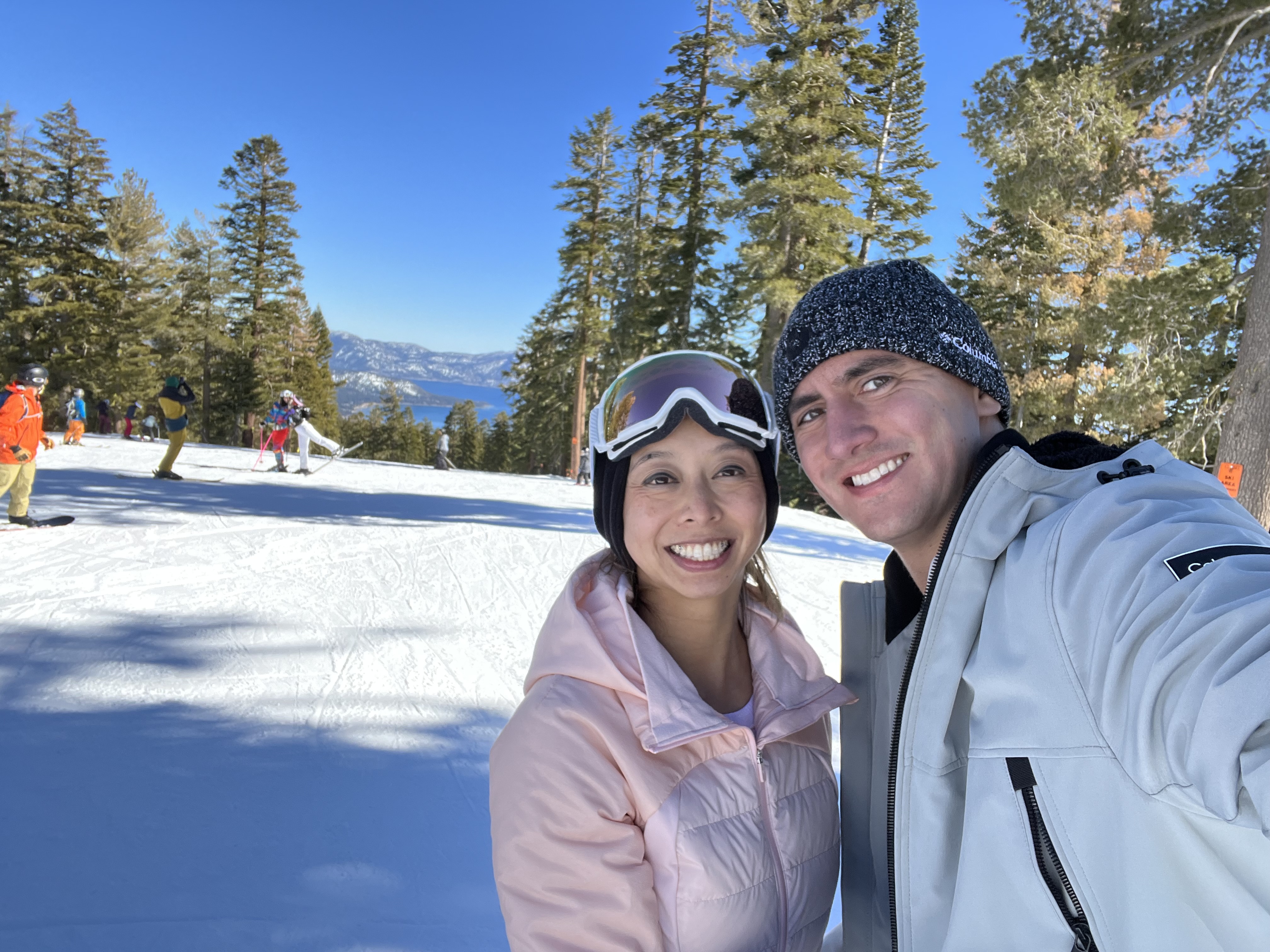 Skiing adventure in the mountains